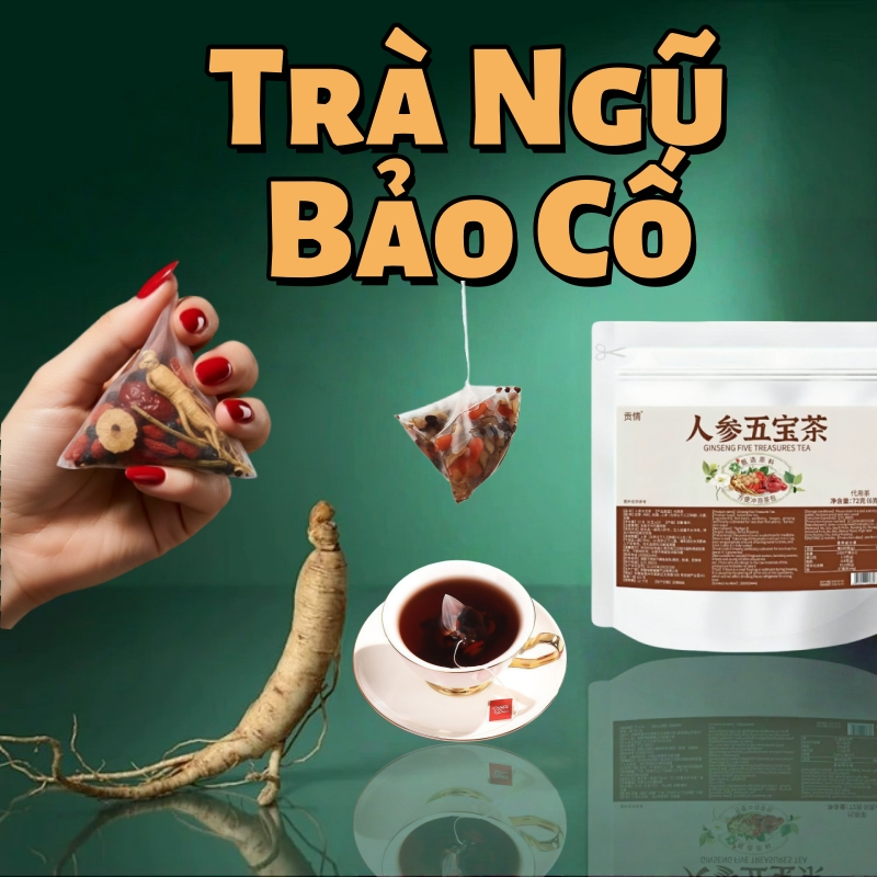 Chăm sóc thận - Trà Sâm Ngũ Bảo Truyền Thống - Bổ thận, giảm tiểu đêm, hết đau lưng, thận khỏe, Kidn