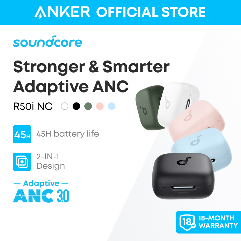 Tai nghe bluetooth soundcore R50i NC, chống ồn chủ động thông minh, bass mạnh, pin 45H, chống nước I