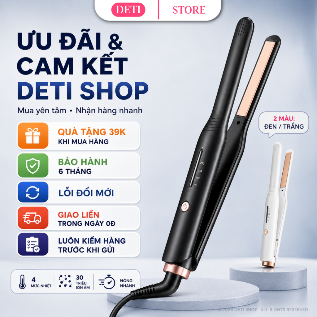 Máy Duỗi Tóc Nam Nữ Mini Bản Kẹp 1cm Có Chỉnh Nhiệt, Máy Uốn Tóc Nam Nữ Bản Nhỏ Cho Tóc Tém Tóc Ngắn