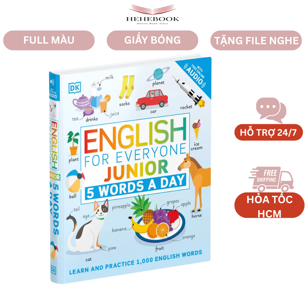 Sách - 5 words a day full màu giấy bóng đẹp tặng audio