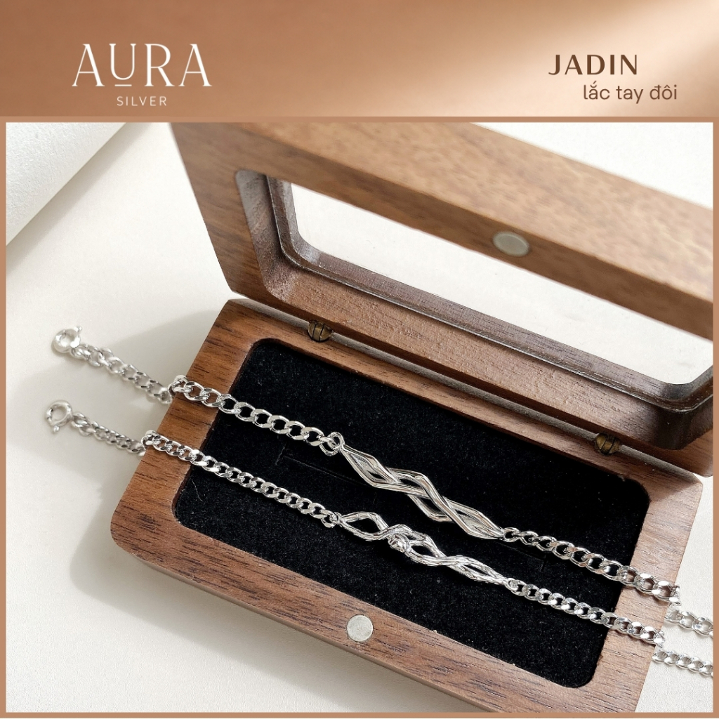 Vòng tay đôi nam nữ bạc 925 lắc tay bạc tình yêu Jadin-Aura Silver-LĐ08