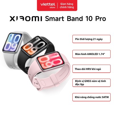 Đồng Hồ Thông Minh Xiaomi Smart Band 10 Pro| Màn Hình AMOLED 1.74"| Thời Lượng Pin Đến 21 Ngày| 5ATM