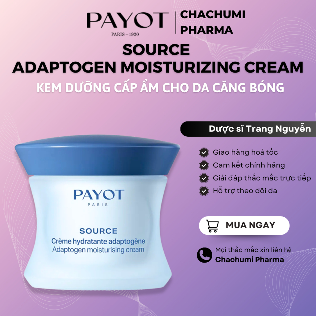 Kem dưỡng PAYOT Source Adaptogen Moisturizing Cream cấp ẩm chuyên sâu da căng mịn 50ml
