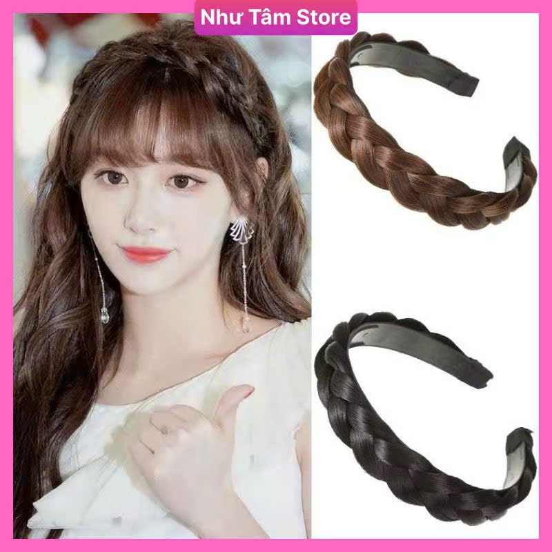 Tóc giả băng đô thắt bím bờm tết tóc giả 1.5~4.5cm cho nữ