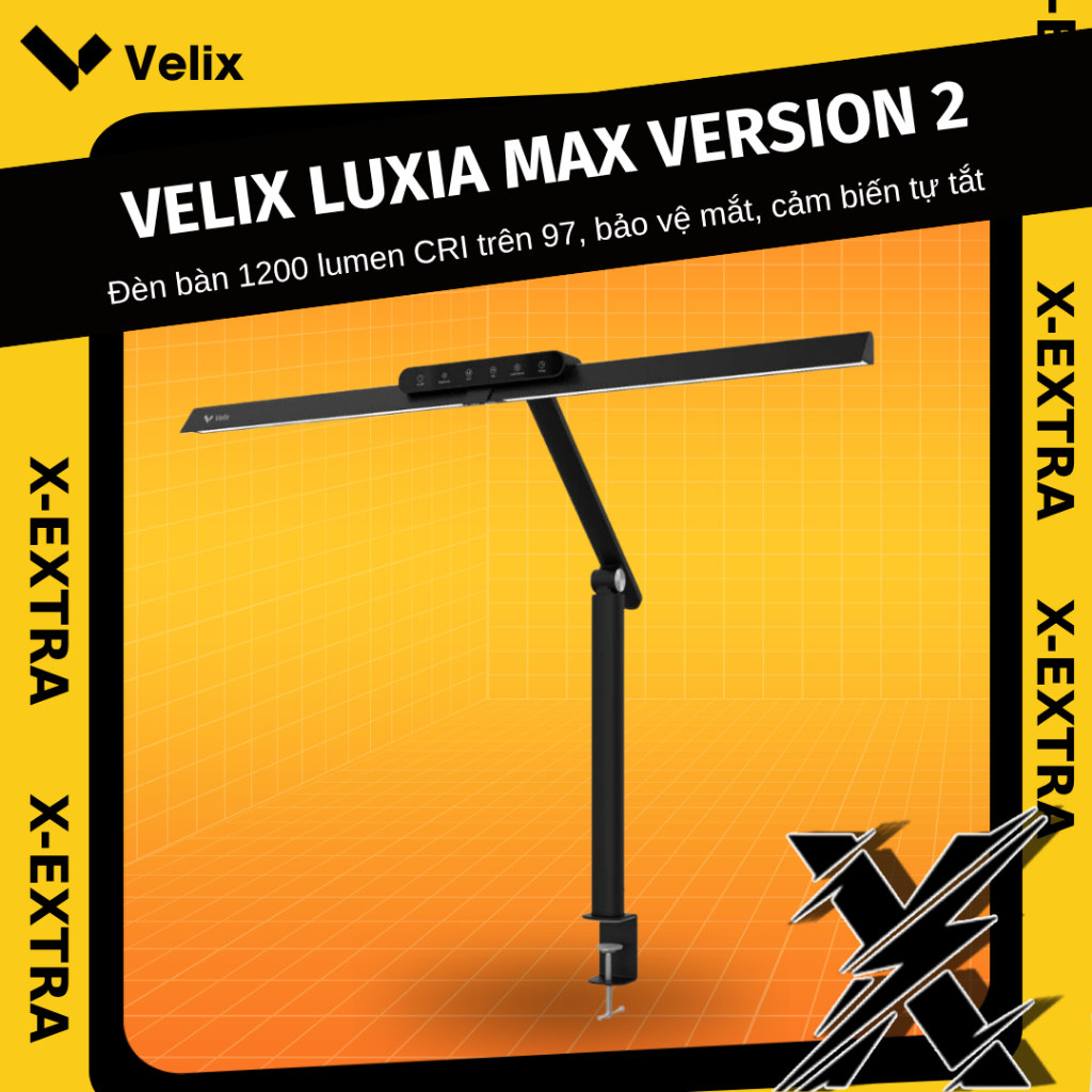 Đèn Bàn Làm Việc Velix Luxia Max Version 2 Giúp Bảo Vệ Mắt, Trang Trí, Công Suất 24W, 1200 Lumen, CRI >97, Cảm Biến Tắt