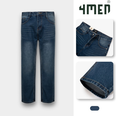 Quần Jean 4MEN Phối Dây Sọc 2 Bên Sườn Form Straight QJ131 Phong Cách Trẻ Trung, Năng Động