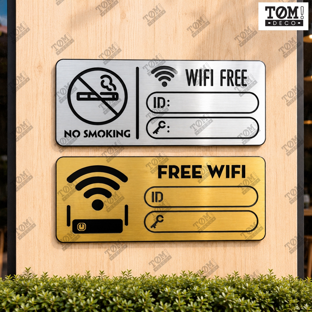 Biển wifi, bảng ghi pass wifi, password wifi, bảng thông tin wifi chất liệu nhôm phay xước