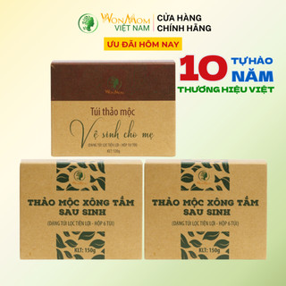 Bộ thảo dược tắm và xông sau sinh Wonmom ( 1 hộp xông vùng kín + 2 Hộp xông tắm sau khi sinh loại 6 túi/hộp )