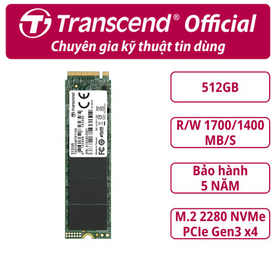 SSD gắn trong Transcend SSD110S 128GB / 256GB /512GB M.2 2280 PCIe Gen3 x4 NVMe upto 1700MB/s - Bảo hành 5 năm