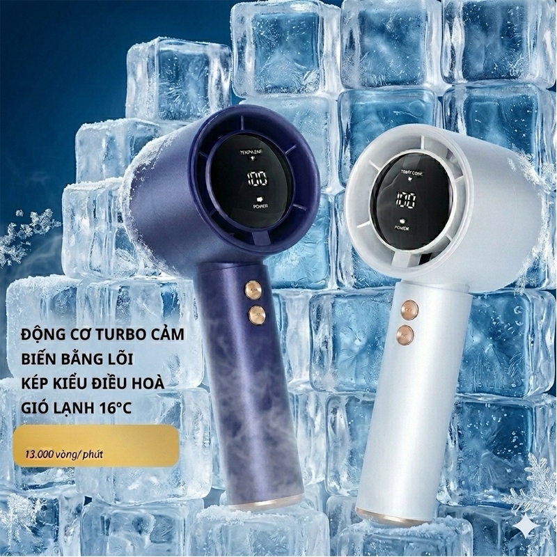 [PIN 60000mAp Bản Mới Nhất M] Quạt cầm tay tích điện dung lượng pin khủng, màn hình LED thông minh