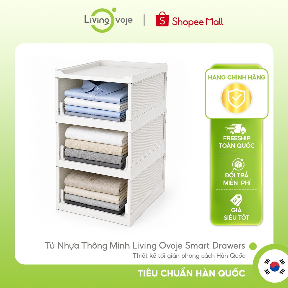 Tủ Nhựa Thông Minh Living Ovoje Smart Drawers Thiết Kế Tối Giản Phong Cách Hàn Quốc
