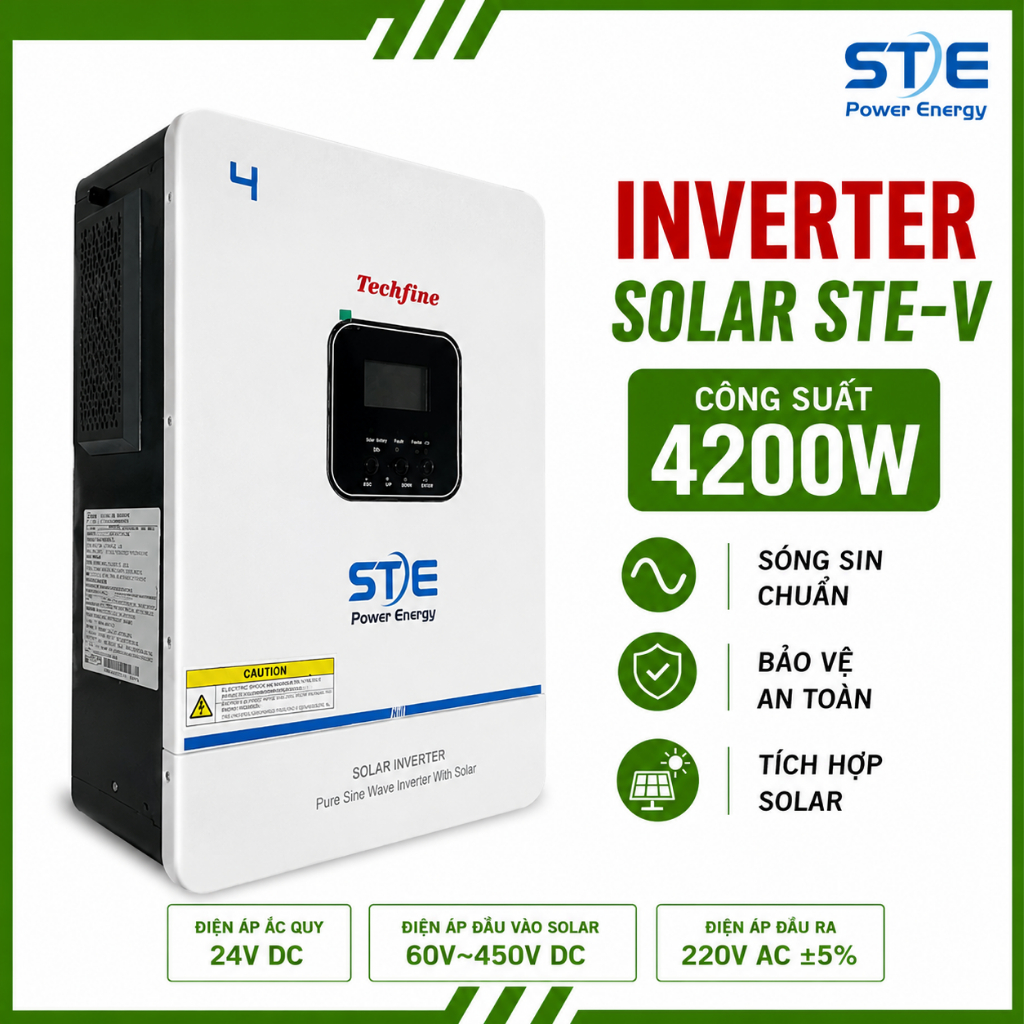 Biến Tần INVERTER HYBRID Năng Lượng Mặt Trời STE-V 4.2KW 24V