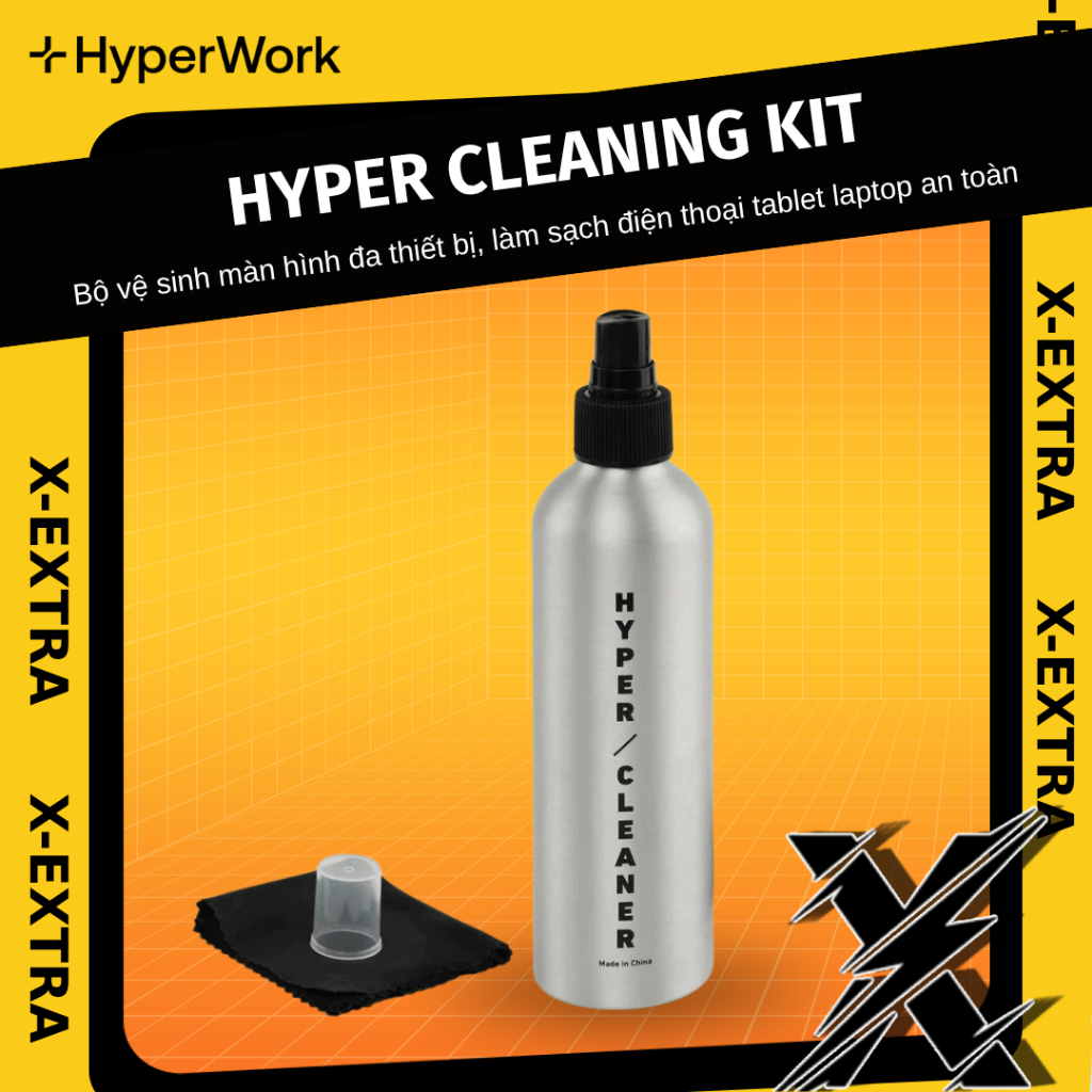 [Tặng khăn lau] Chai vệ sinh màn hình HyperWork Hyper Cleaning Kit - Chuyên vệ sinh điện thoại, tabl