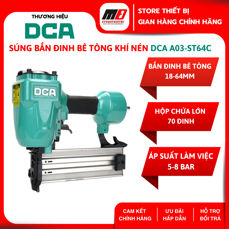 Máy bắn đinh bê tông khí nén DCA A03-ST64C – Máy bắn đinh bê tông FST 18-64mm chuyên dụng