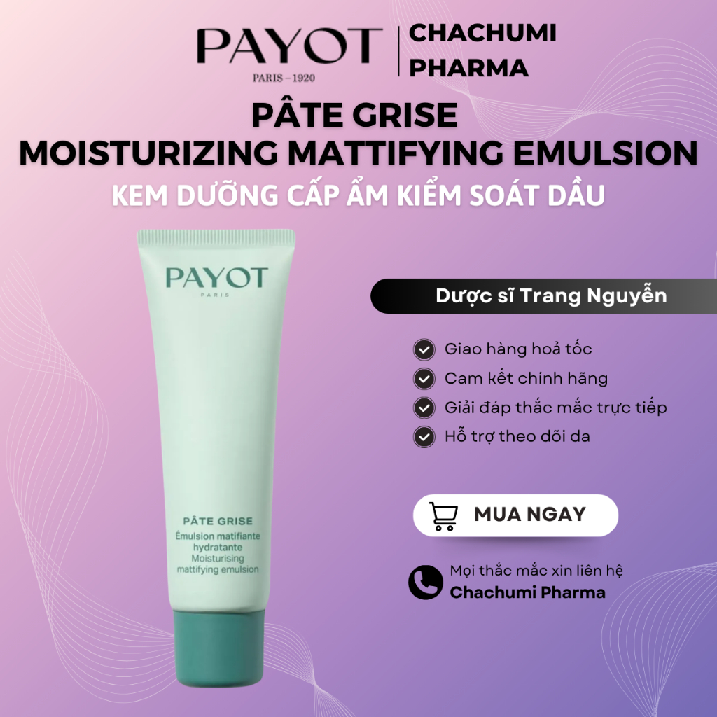 Kem dưỡng PAYOT Pâte Grise Moisturizing Mattifying Emulsion cấp ẩm kiểm soát dầu 50ml