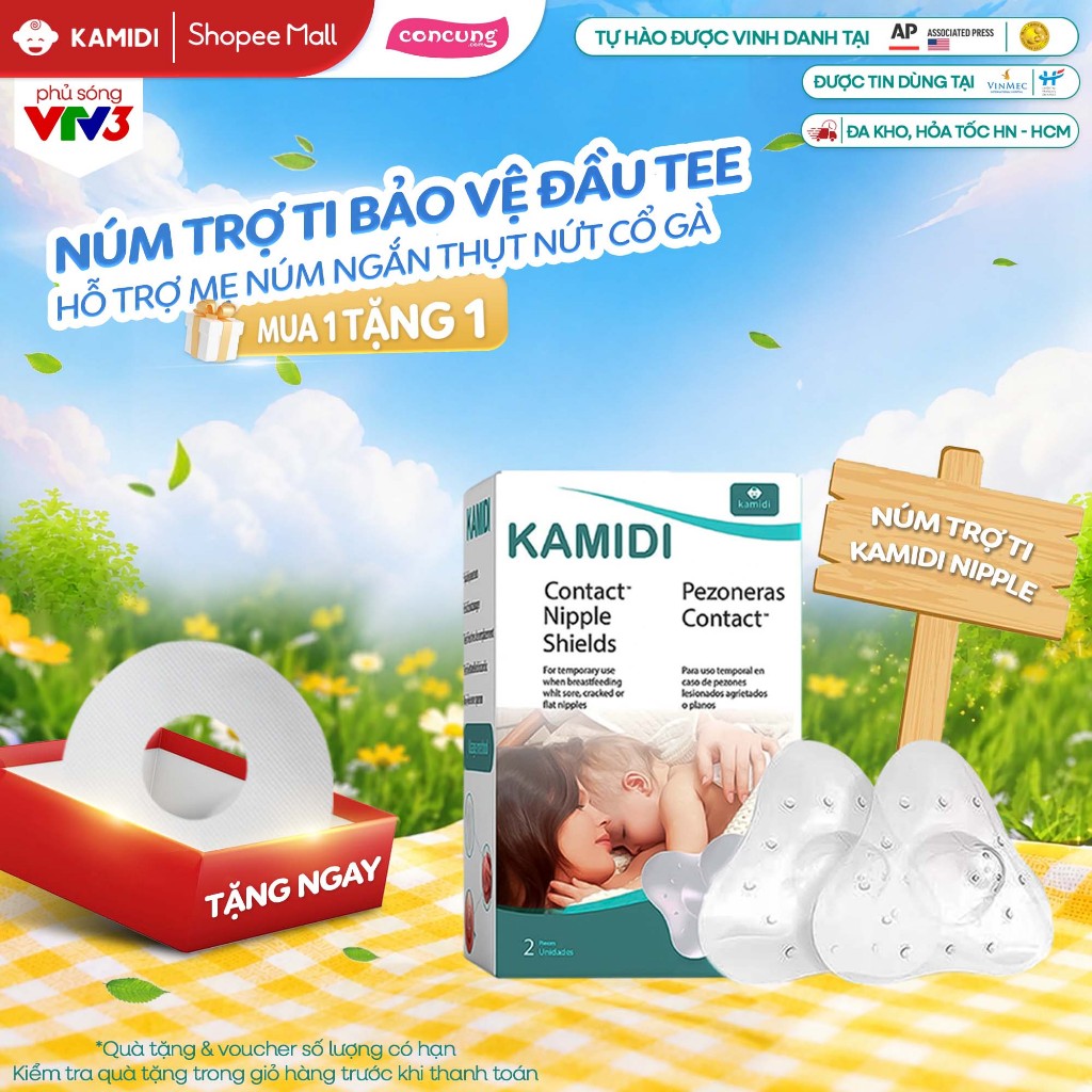 "Núm Ti Kamidi Silicon Co Dãn Mềm Mại Bảo Vệ Đầu Ngực Mẹ, Hỗ Trợ Bé Ti Bình Sữa"