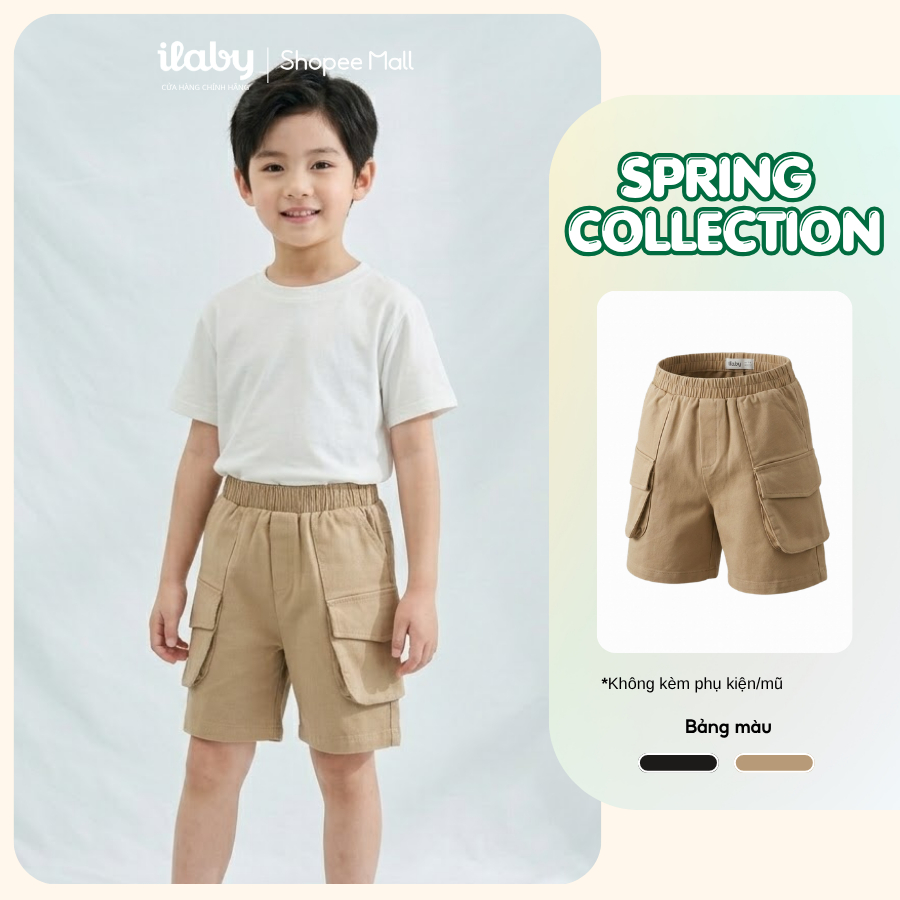[ILABY 10-40kg] Quần short bé trai túi hộp phong cách Hàn Quốc chất liệu thô mềm mát cạp chun [3777]