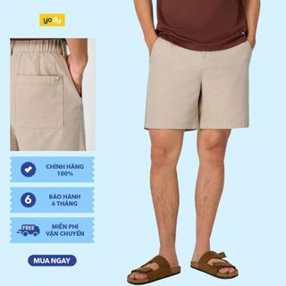[BST Comfort Me-We] Quần Shorts Nam Đũi YODY Cạp Chun Phối Dây Dệt Sườn MCJT26S002