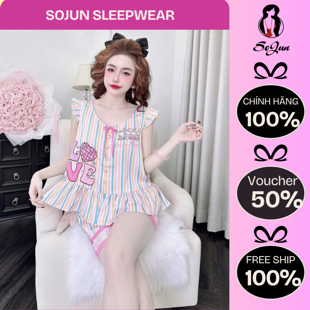 Bộ Đùi Cánh Tiên Nút Bọc Gingi Cổ Tròn Đính Nơ Dưới 60Kg - TD 1607
