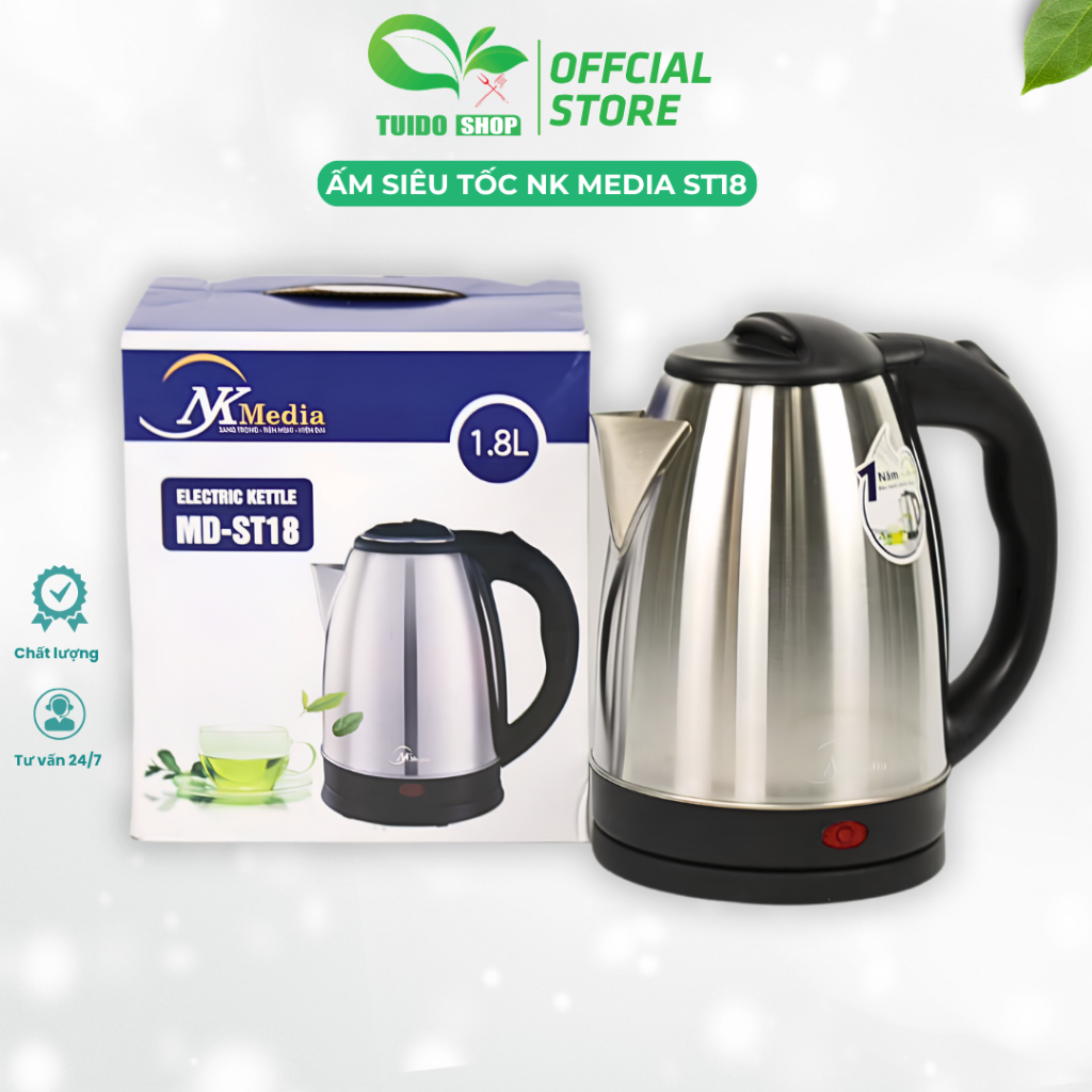 Ấm Siêu Tốc NK Media MD ST18 – Đun Nước Nhanh, An Toàn Tự Ngắt - TUIDO SHOP