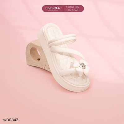 Dép nữ xinh 4cm HÀ HUYỀN, dép đi biển 4 phân quai ngang - DE843
