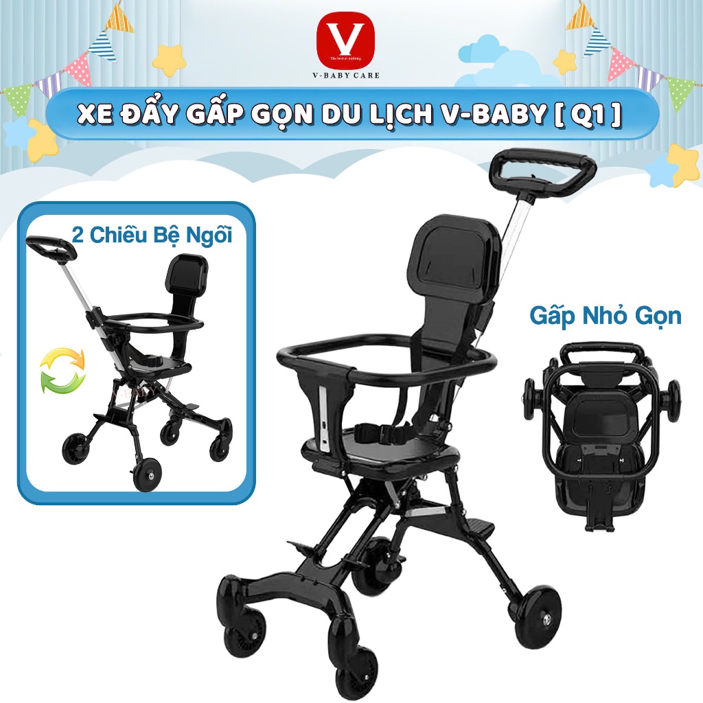 [NEW2026] Xe Đẩy Du Lịch Cho Bé V-BABY Q5, Xe Đẩy Gấp Gọn Nhẹ V-BABY Q1 Q2 & Cao Cấp V-BABY IX9