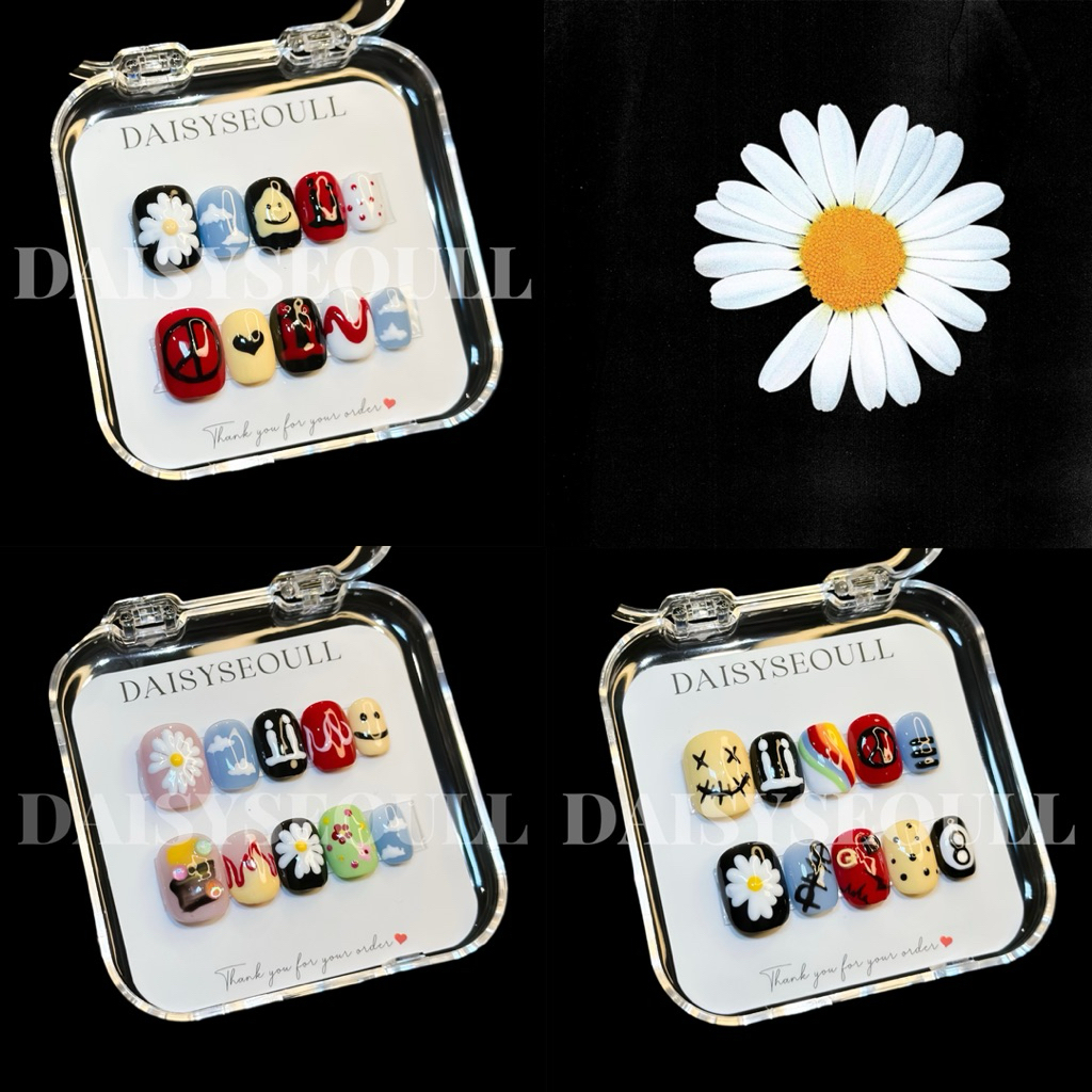 [MÃ TỔNG HỢP] Nail box Gdragon form ngắn vẽ hoa cúc DAISY NAIL-KHÔNG KÈM HỘP