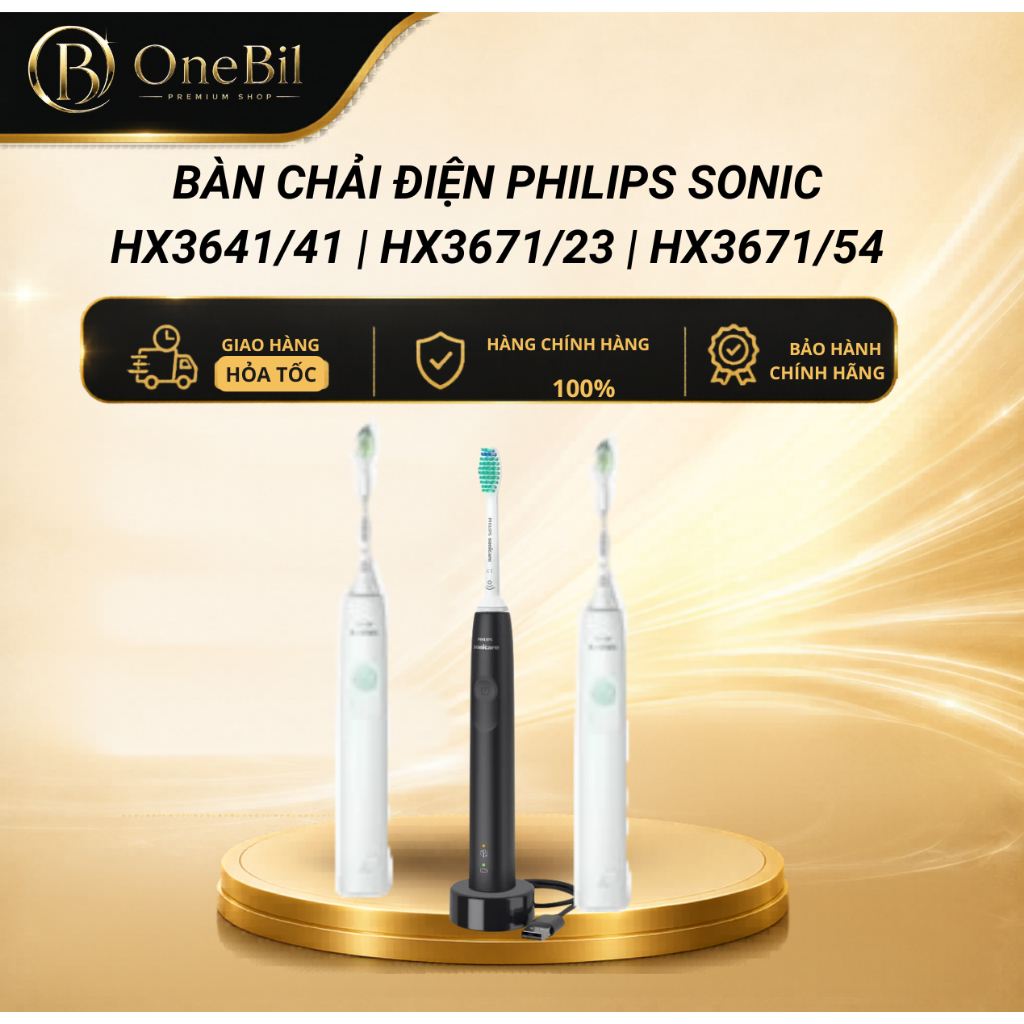 Bàn chải điện Philips Sonic HX3641/41 | HX3671/23 | HX3671/54 | Công nghệ sóng âm Sonic - Bảo Hành 2