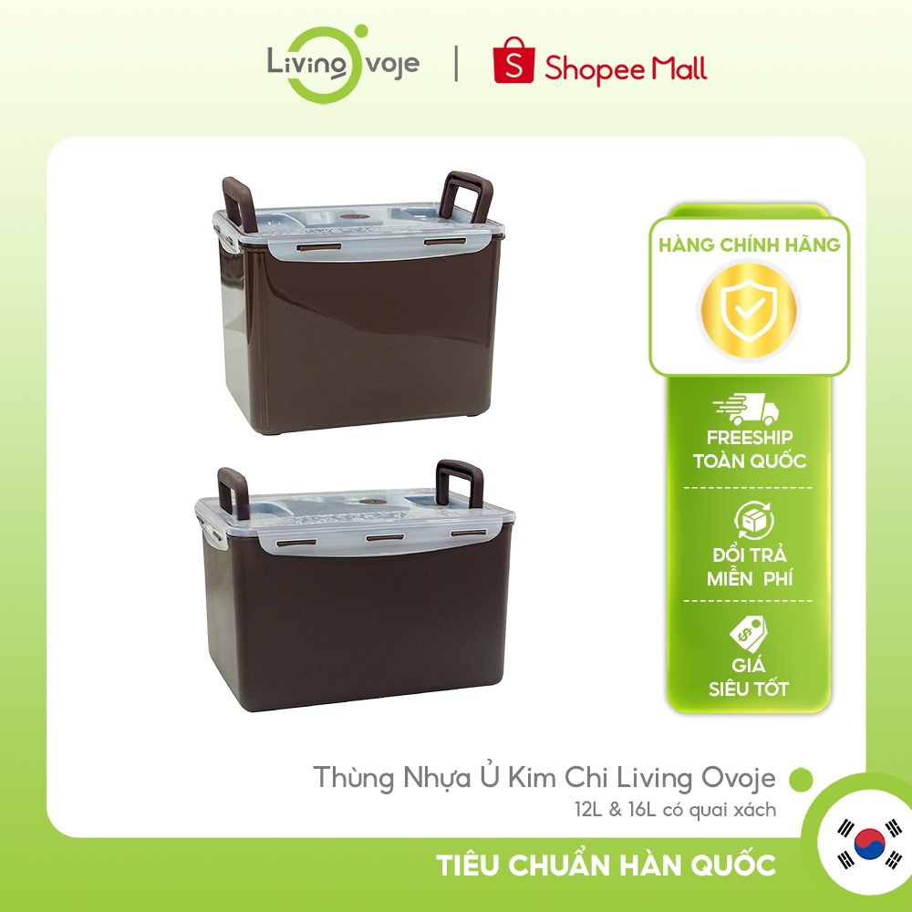 Thùng Nhựa Ủ Kim Chi Living Ovoje 12L & 16L có quai xách
