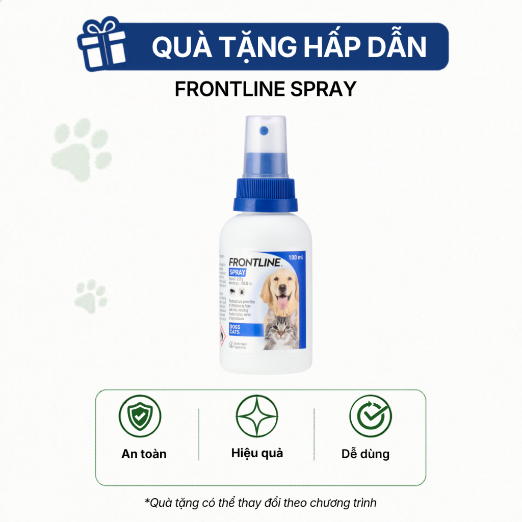 [QUÀ TẶNG KHÔNG BÁN] Frontline Spray 100ml Xịt phòng và t.rị ve, bọ chét cho chó mèo