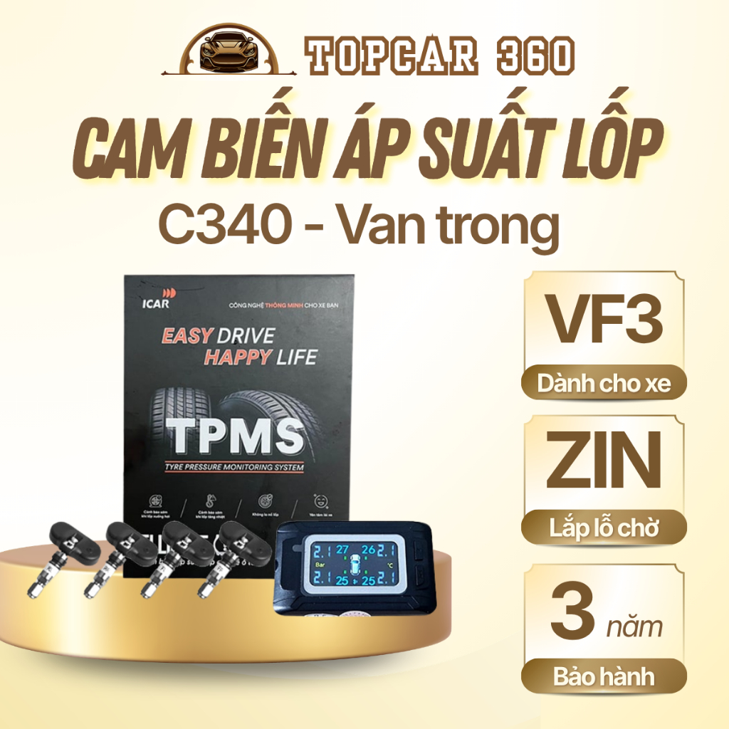 Cảm Biến Áp Suất Lốp ICAR C340 TPMS Dán Treo Gương Lái Cảm Biến Áp Suất Lốp Cho Màn Treo TopCar360 C