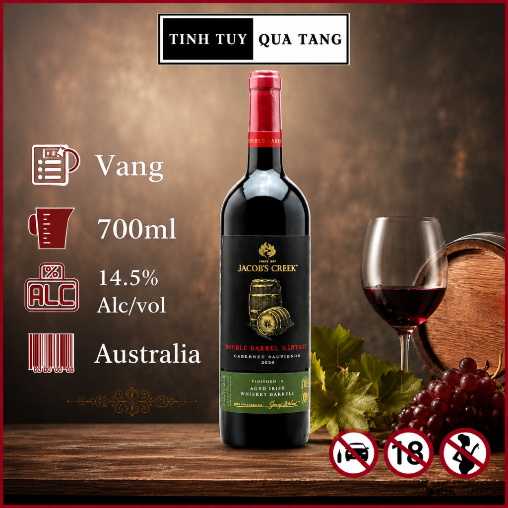 Rượu Vang Úc Jacob's Creek Double Barrel Cabernet Sauvignon, dung tích 750ml, độ cồn 14.5% (không hộ