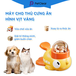 PETCLEAR Đồ Chơi Nhả Thức Ăn Cho Chó Mèo Hình Vịt Vàng Xoay Ra Snack Đồ Chơi Tương Tác Pet Toy