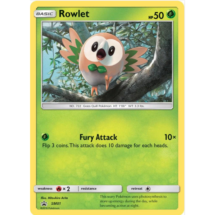 [Thẻ bài Pokemon TCG]  Rowlet - SM01 - Holo Promo