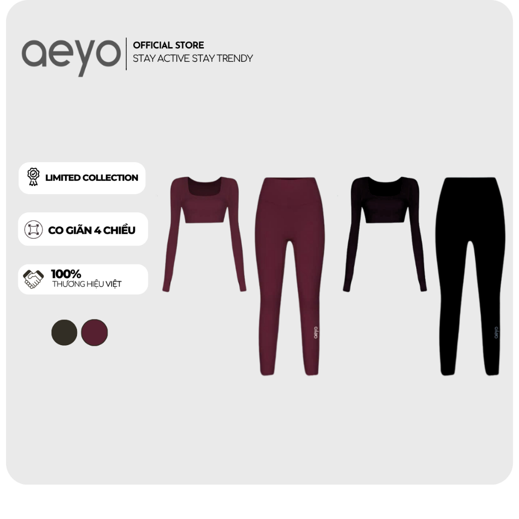 Set đồ tập gym yoga nữ Mellow aeyo - bộ đồ tập gym yoga pilates quần legging, áo tay dài