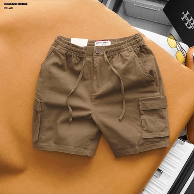 Quần short nam kaki HEBOZ cargo 3M, quần đùi túi hộp lưng thun - 00003221
