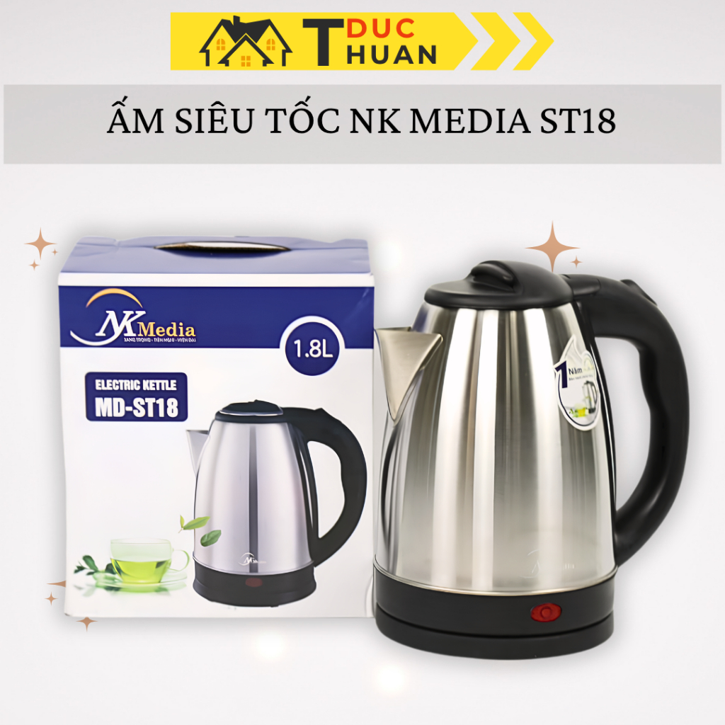 Ấm Siêu Tốc NK Media MD ST18 – Đun Nước Nhanh, An Toàn Tự Ngắt - TUIDO SHOP