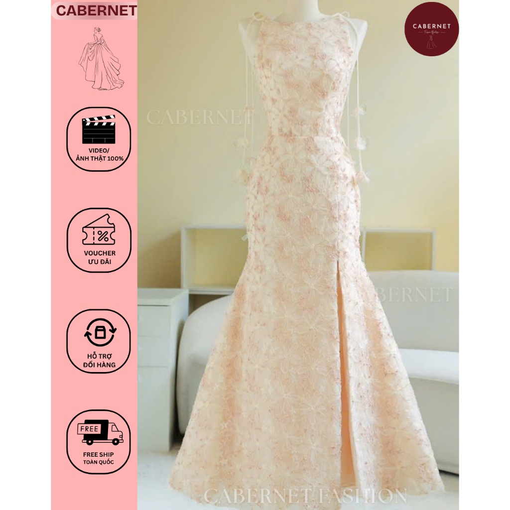 D349 Cabernet Pessi Dress dáng dài form đuôi cá, kín lung, thanh lịch đi dự tiệc