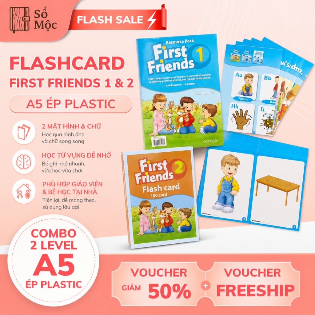 Flashcard First Friends 1,2 | Thẻ Từ Vựng First Friends | Bộ Flashcard 2 Mặt Hình & Chữ Cho Bé