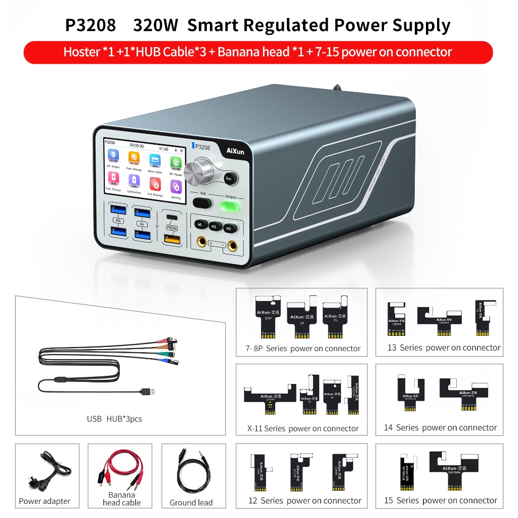 TGR AiXun P3208 Nguồn DC Thông Minh 320W - Bộ Cấp Nguồn Sửa Chữa Điện Thoại