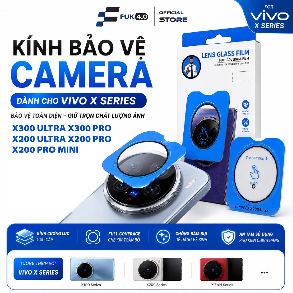 Cường lực bảo vệ camera có khung trợ dán cho VIVO X300 ULTRA X300 PRO X300 X200 ULTRA X200 PRO X200 