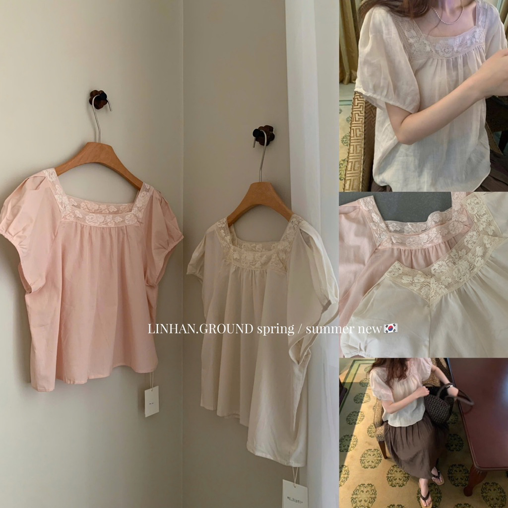 /𝙇𝙞𝙣𝙝𝙖𝙣𝙤𝙛𝙛𝙞𝙘𝙞𝙖𝙡/ ÁO SƠ MI PHA REN ME STUDIO 6862🇰🇷