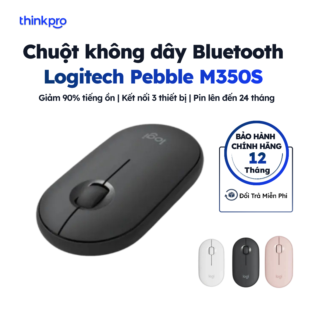 [CHÍNH HÃNG] Chuột không dây Silent Touch Logitech Pebble Mouse 2 M350s công nghệ Bluetooth Low Ener