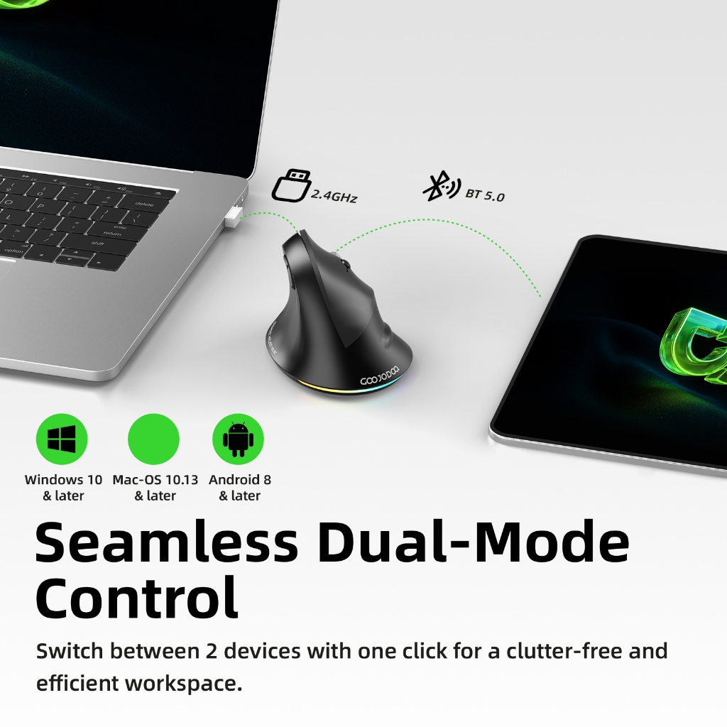 Chuột Không Dây GOOJODOQ 2 Chế Độ 2.4G+BT5.0, Cảm Biến 4000 DPI, Nút Êm Chuẩn Văn Phòng & Gaming | BigBuy360 - bigbuy360.vn