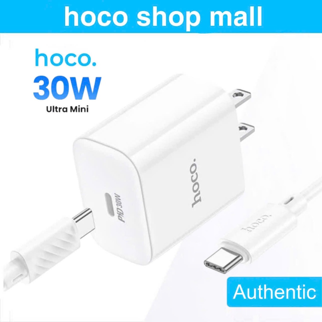 Cốc sạc nhanh 30W dùng cho phone 16 15 series Hoco Củ một cổng chân dẹt chất liệu chống cháy nổ hỗ t
