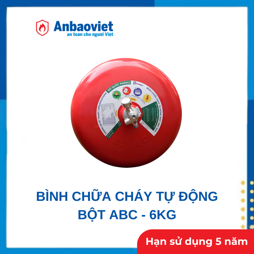 Quả cầu chữa cháy tự động 6kg hoặc 8kg. Thương hiệu 83MEC-Bộ QP, có tem kiểm định