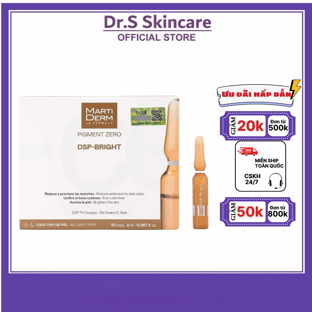 Tinh chất Dsp MartiDerm Pigment Zero DSP Bright Dưỡng Sáng, Giảm Nám Hiệu Quả