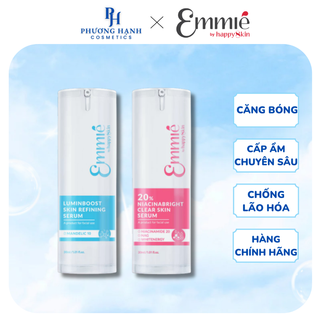 Serum Emmie By Happyskin 20% Niacinabright Clear Skin Và Luminboost Skin Refining 30ml