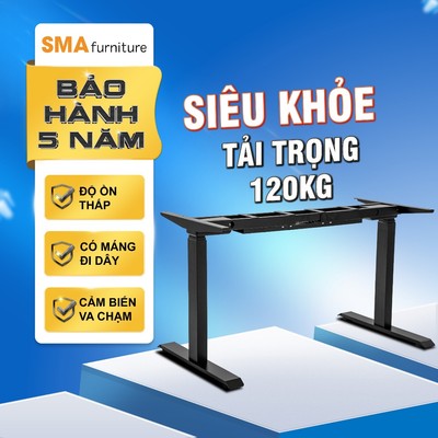 Chân bàn nâng hạ thông minh SMA Furniture - HiLeg-V, Tải trọng 120kg, cảm biến va chạm, tiếng ồn nhỏ, có máng đi dây
