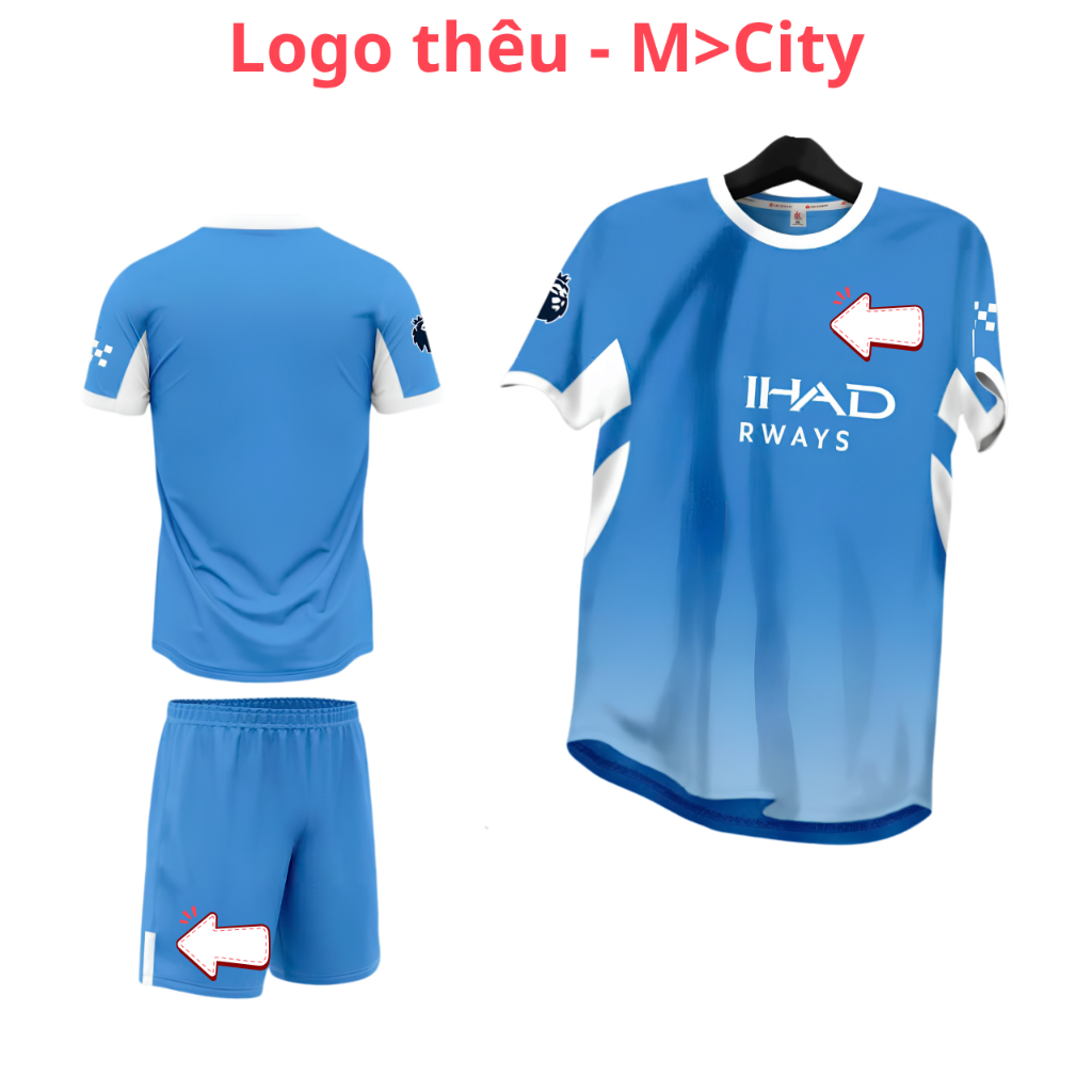 Quần Áo Bóng Đá - Man@ City@ Mờ Xi Ti xanh 26/27 - Vải Mè ZicZac DK- In Tên Số Theo Yêu Cầu REINA SP